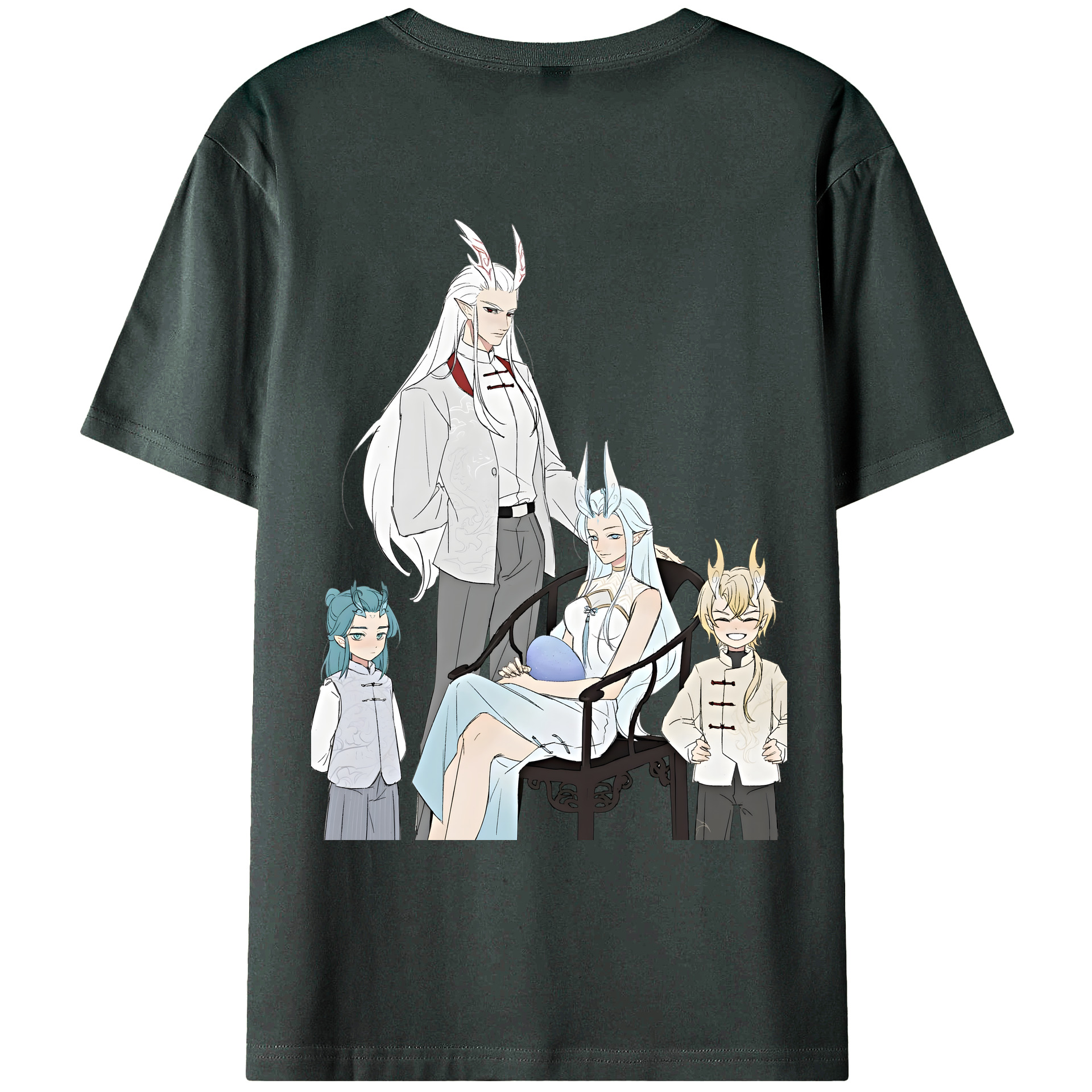 （画像用） Ne Zha 2 ナタ 魔童の大暴れ 綿100％ メンズ半袖Tシャツ（バックプリント） 通気性
